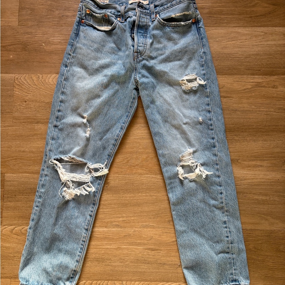 Levi's Wedgie Distressed Straight Leg Button Fly Jeans